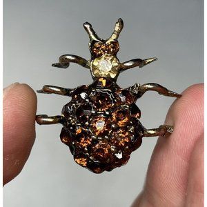 Vintage Czech Insect Bug Crystal Rhinestone Brooch Jewelry Accent Decor Metal